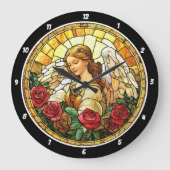 Hemelse Bloesem Glas in lood Angel Bloemenmuur Grote Klok (Voorkant)