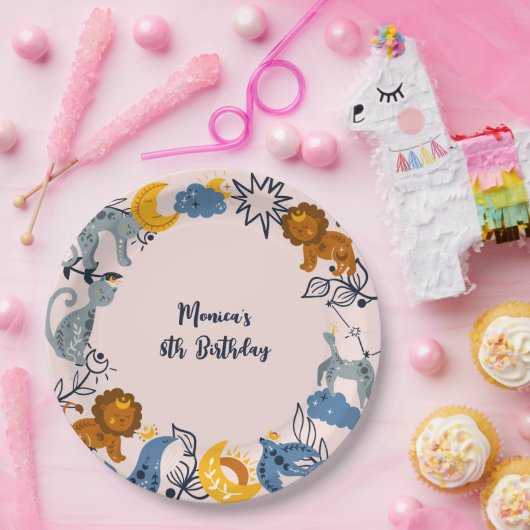 Hemelse boho dieren verjaardag papieren bordje (Feest)
