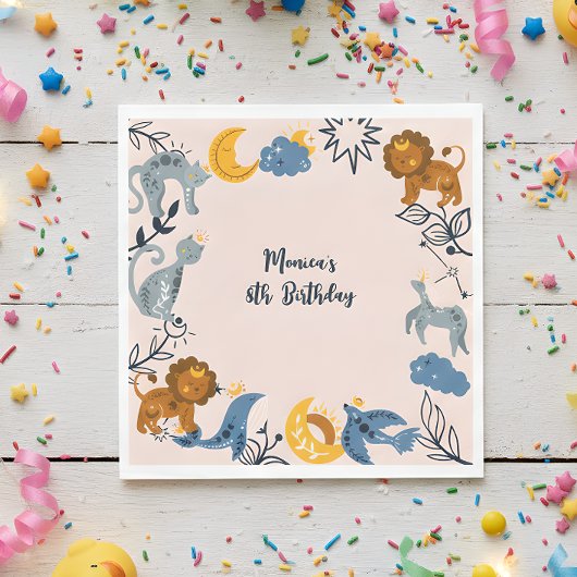 Hemelse boho dieren verjaardag servet