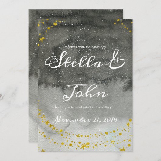 Hemelse Boho Trouw Uitnodiging (Voorkant / Achterkant)