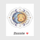 Hemelse Boho Zon en Maan Spirituele Sticker (Vel)