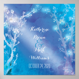 Hemelse Bomen Schitterend Blauwe Bruiloft Poster