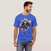 Hemelse Boogridder – Blauwe Energie Opstijging T-shirt (Voorkant volledig)