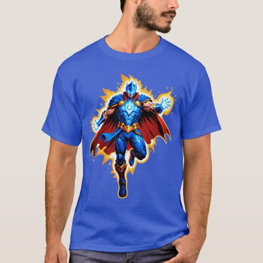 Hemelse Boogridder – Blauwe Energie Opstijging T-shirt (Voorkant)