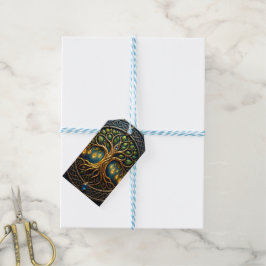 Hemelse Boom van Licht Keltische Gouden Levensboom Cadeaulabel