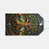 Hemelse Boom van Licht Keltische Gouden Levensboom Cadeaulabel (Voorkant (Horizontaal))