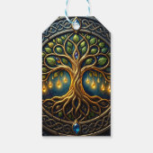 Hemelse Boom van Licht Keltische Gouden Levensboom Cadeaulabel (Achterkant)