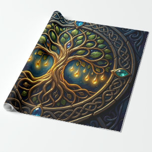 Hemelse Boom van Licht Keltische Gouden Levensboom Cadeaupapier