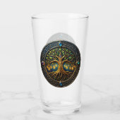 Hemelse Boom van Licht Keltische Gouden Levensboom Glas (Achterkant)