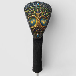 Hemelse Boom van Licht Keltische Gouden Levensboom Golfheadcover