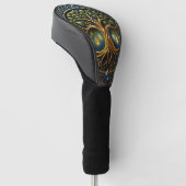 Hemelse Boom van Licht Keltische Gouden Levensboom Golfheadcover (Schuin)