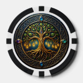 Hemelse Boom van Licht Keltische Gouden Levensboom Poker Chips (Voorkant)