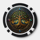 Hemelse Boom van Licht Keltische Gouden Levensboom Poker Chips (Achterkant)