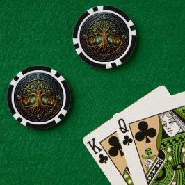 Hemelse Boom van Licht Keltische Gouden Levensboom Poker Chips