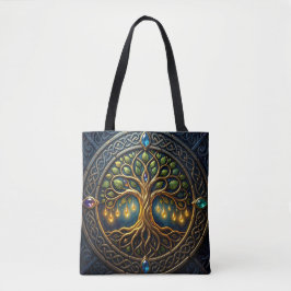 Hemelse Boom van Licht Keltische Gouden Levensboom Tote Bag