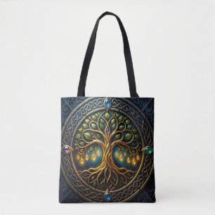 Hemelse Boom van Licht Keltische Gouden Levensboom Tote Bag