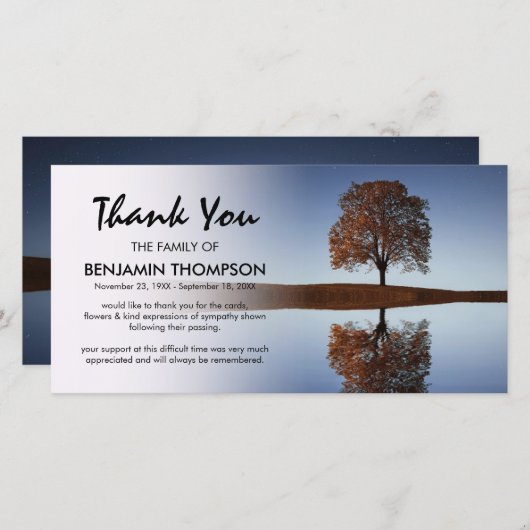 Hemelse Boom Weerspiegeling Roukaart Dank je wel Bedankkaart (Voorkant / Achterkant)