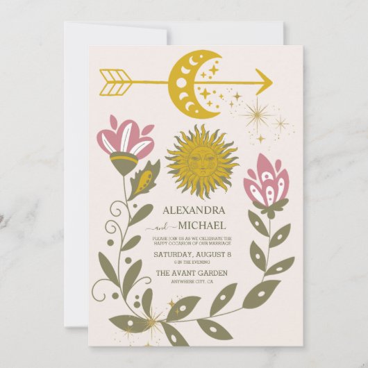 hemelse botanische bruiloft kaart (Voorkant)
