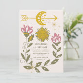 hemelse botanische bruiloft kaart (Staand voorkant)