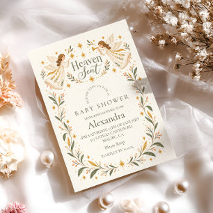 Hemelse Botanische Engel Baby Shower Kaart