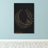 Hemelse Botanische Halve Maan Goud Canvas Wand Kun Afdruk (Insitu (Houten vloer))