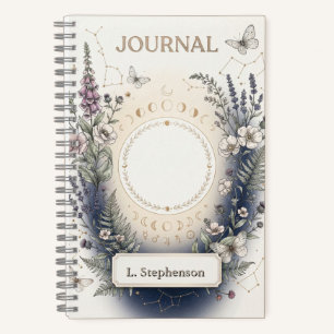Hemelse Botanische Journaalcover met Maanfasen Notitieboek