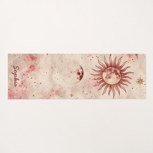 Hemelse Bourgogne Blush en Goud Custom Name Yogamat (Achterkant (horizontaal))