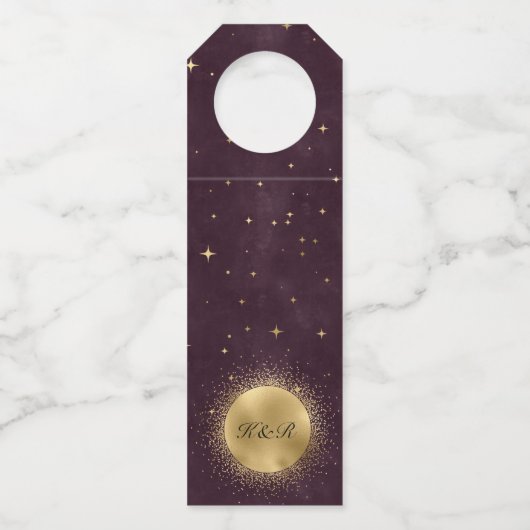 Hemelse Bourgondische gouden bruiloft fles hanger  (Achterkant)