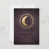 Hemelse Bourgondische Gouden Maan Save The Date Kaart (Voorkant)