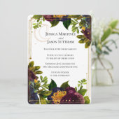 Hemelse Bourgondische juweeltoon bruiloft Kaart (Staand voorkant)