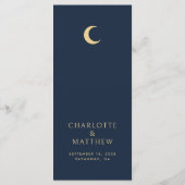 Hemelse bruiloft Maan Donkerblauw Gouden Menu (Achterkant)