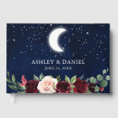 Hemelse bruiloft maan sterren bloemenbruiloft gastenboek (Voorkant)