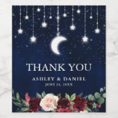 Hemelse bruiloft Maan Sterren Lichten Bloemen Wijn Etiket (Enkel label)