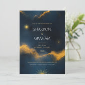 Hemelse bruiloft - Midnight Blue Sterrennacht Kaart (Staand voorkant)