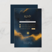 Hemelse bruiloft - Midnight Blue Sterrennacht RSVP Kaartje (Voorkant / Achterkant)