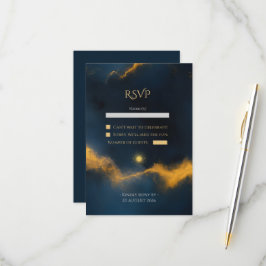 Hemelse bruiloft - Midnight Blue Sterrennacht RSVP Kaartje