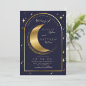 Hemelse bruiloft Midnight Stars Moon Gold Kaart (Staand voorkant)