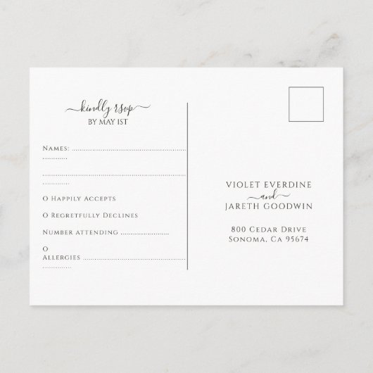 Hemelse bruiloft RSVP Briefkaart (Achterkant)