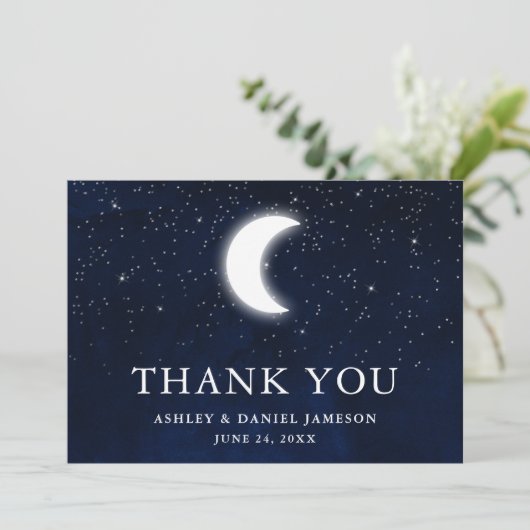 Hemelse bruiloft Sky Moon sterren Bedankkaart (Staand voorkant)
