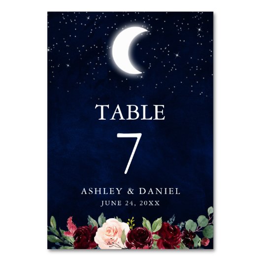 Hemelse bruiloft Sky Sterren Maan Bloemen Kaart (Voorkant)