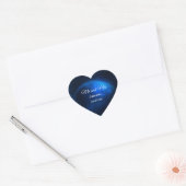 Hemelse bruiloft Volle Blauwe Maan & Sterren Midde Hart Sticker (Envelop)