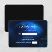 Hemelse bruiloft Volle Blauwe Maan & Sterren Midde RSVP Kaartje (Voorkant / Achterkant)