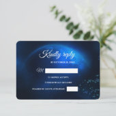 Hemelse bruiloft Volle Blauwe Maan & Sterren Midde RSVP Kaartje (Staand voorkant)