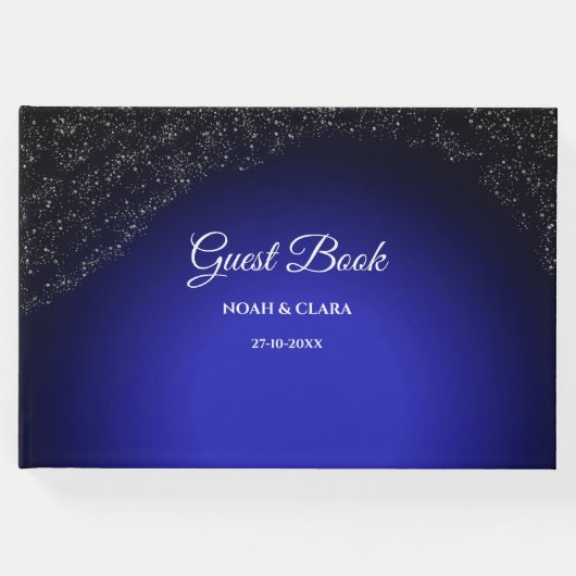 Hemelse bruiloft Volle Maan & Sterren Midnight bla Gastenboek (Voorkant)