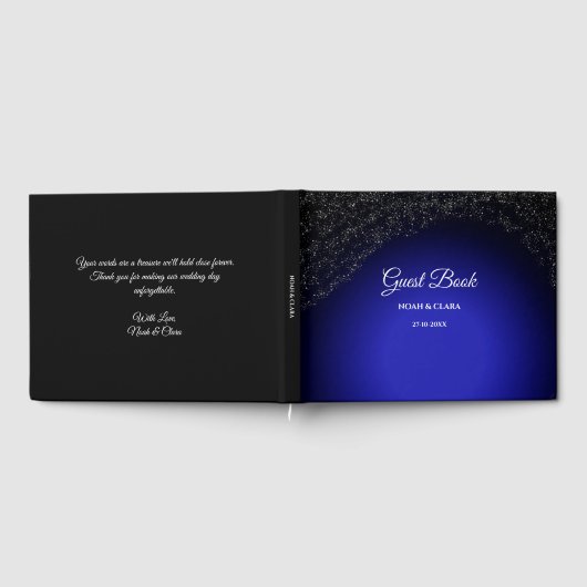 Hemelse bruiloft Volle Maan & Sterren Midnight bla Gastenboek (Volledig)