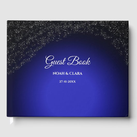 Hemelse bruiloft Volle Maan & Sterren Midnight bla Gastenboek (Voorkant)