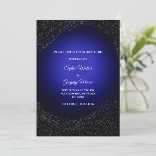 Hemelse bruiloft Volle Maan & Sterren Midnight bla Kaart (Staand voorkant)