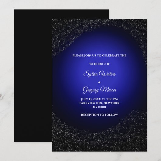 Hemelse bruiloft Volle Maan & Sterren Midnight bla Kaart (Voorkant / Achterkant)