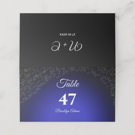 Hemelse bruiloft Volle Maan & Sterren Midnight bla Plaatskaartje (Buitenkant ongevouwen)