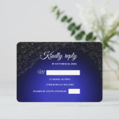 Hemelse bruiloft Volle Maan & Sterren Midnight bla RSVP Kaartje (Staand voorkant)